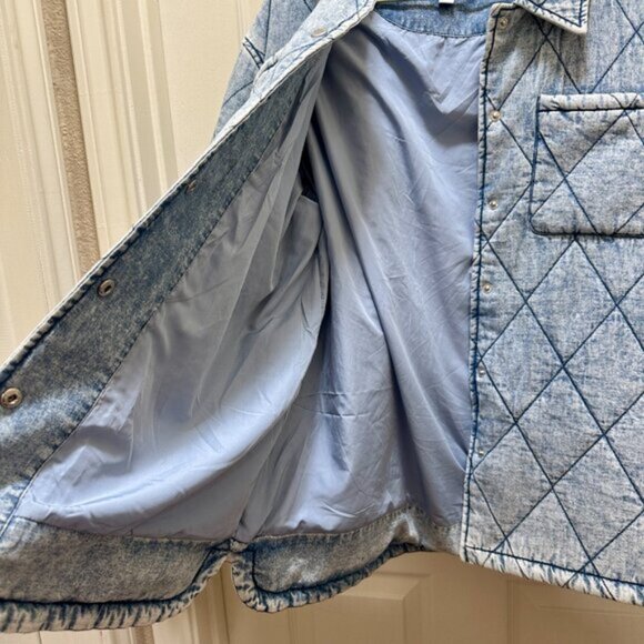 New Marc New York Women's Quilted Denim Jacket Coat Size M Blue Cottagecore Boho - Picture 9 of 16